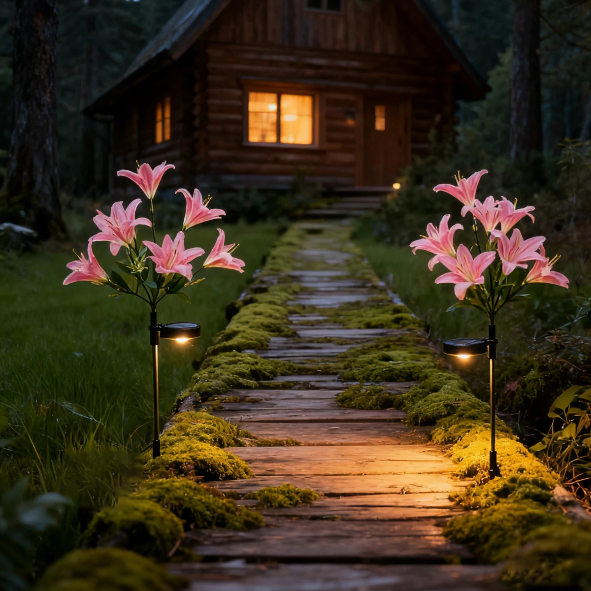 7 Heads Solar Lily Flower Stake Lights Artificial Floral Ground Lamp Garden Wedding Outdoor Landscape Decor Light