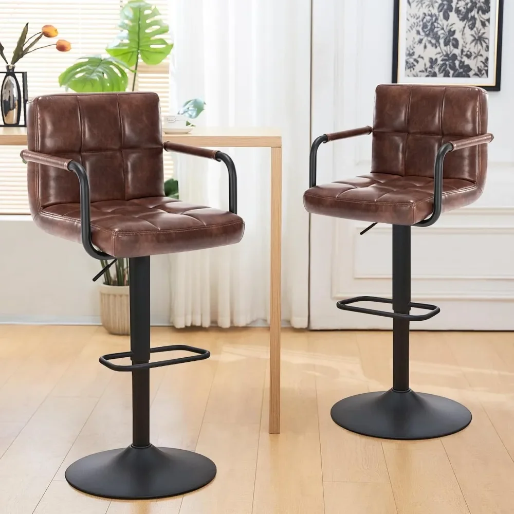 Bar stools Set of 2, Swivel Bar Stools, stools with arms, Leather bar stool,bar Stool for Kitchen Island