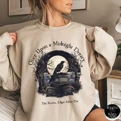 Edgar Allan Poe Sweatshirt Poe sweater dark academia sweatshirt bookish poet Tops Women Basic Vintage Fleece Casual Sweatshirts