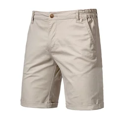 2021 nuevo verano Pantalones cortos de hombre 100% algodón de color liso Pantalones cortos de hombre de cintura elástica social de negocios informales de alta calidad Pantalones cortos de playa de 10 colores