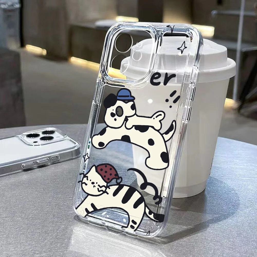 

Cute Cartoon Puppy Cat Soft Shockproof Phone Case For iPhone 15 Pro Max Case iPhone 13 16 12 11 14 Pro Max XR 7 8 Plus SE Cover