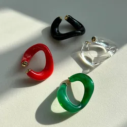 Colored resin acrylic earcuff clip on earrings for women earcuff earrings no piercing dopamine summer cool punk jewelry new in