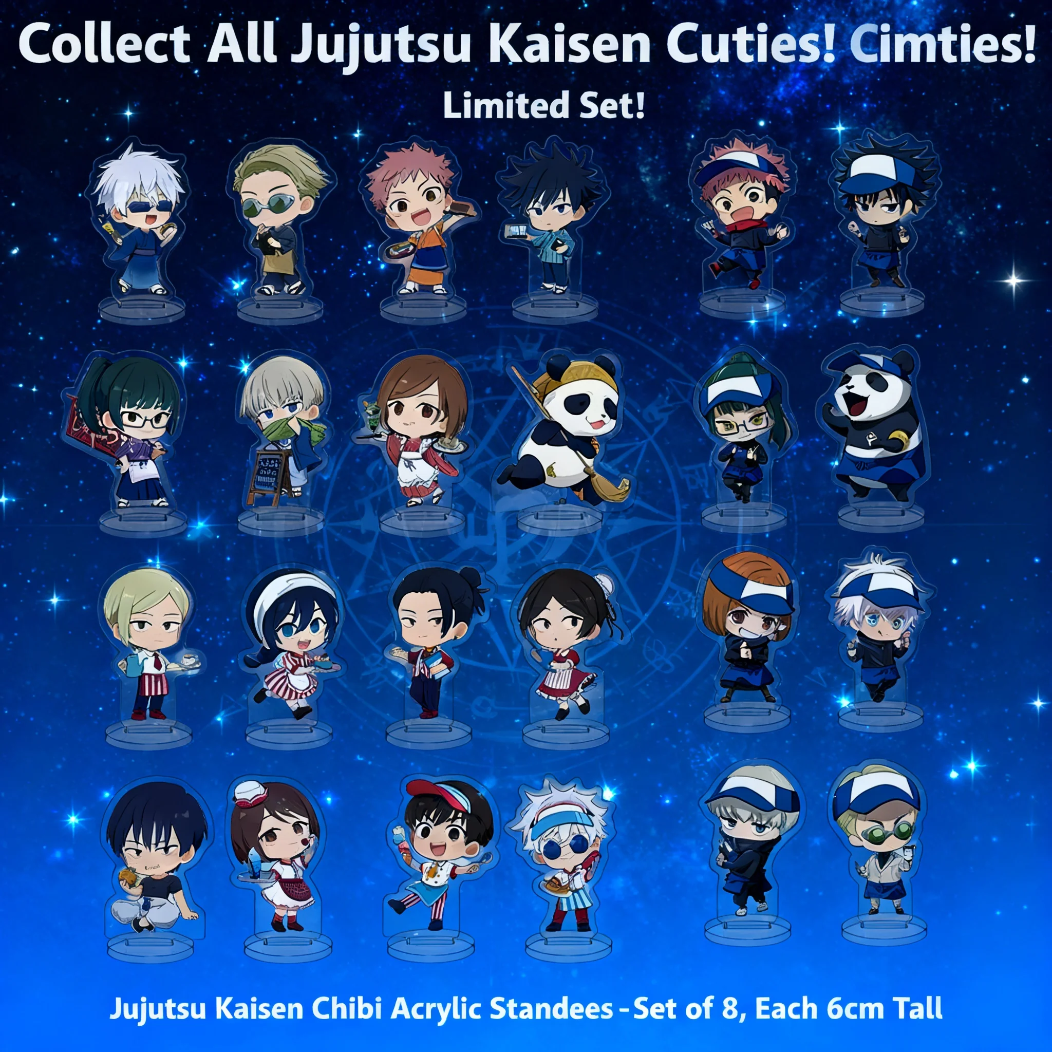 

Jujutsu Kaisen Anime Figure Acrylic Stand Set 8pcs Collection 6cm Transparent Standee Mini Display Bulk Wholesale Cute Decor