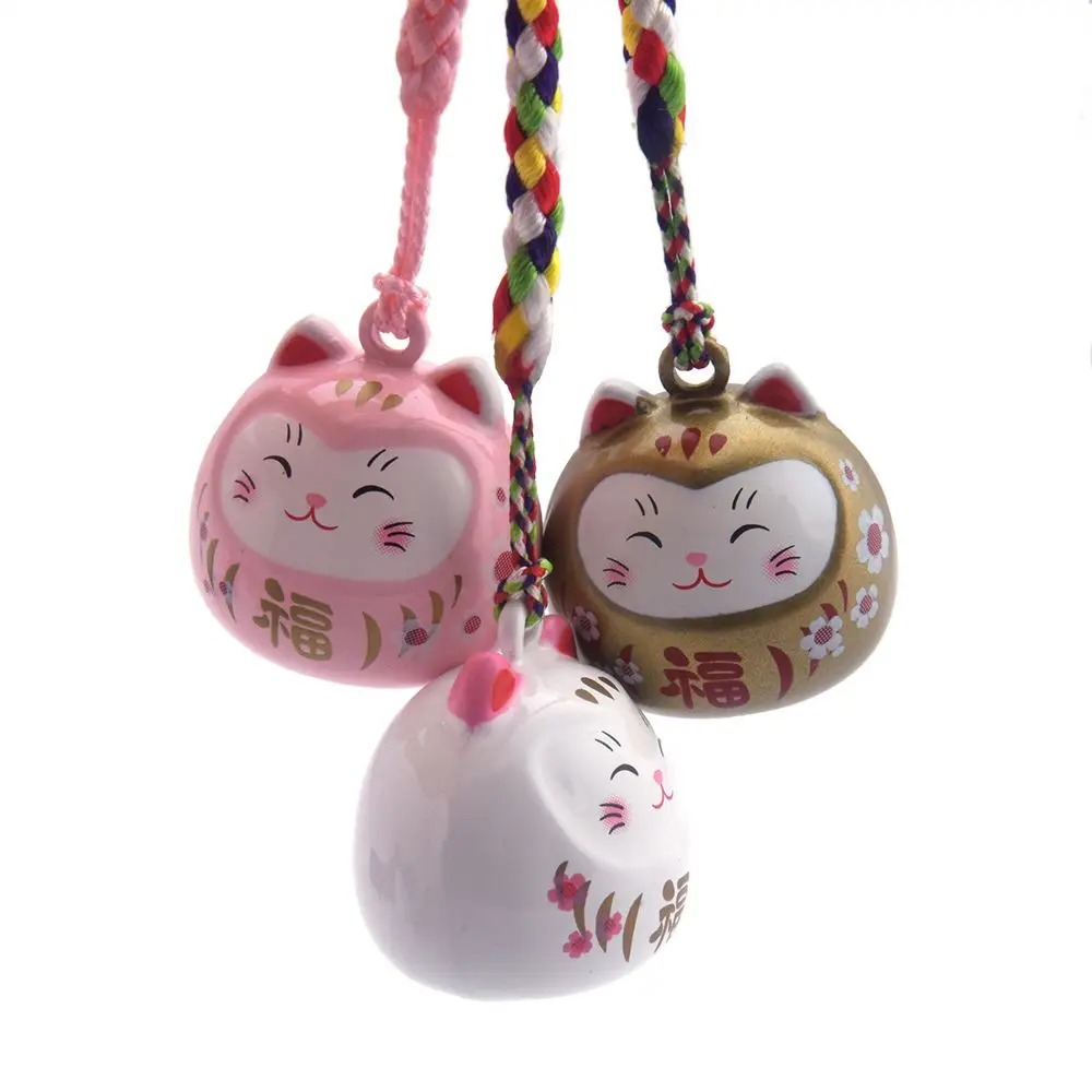 Cute Cartoon Trinkets Jewelry Fortune Wealth Gifts Japanese Lucky Cat Keychain Mobile Phone Strap Keychain Pendant