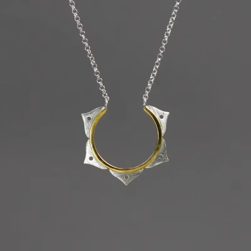 925 Sterling Silver Lotus Flower Pendant Necklace Wedding Jewelry For Women