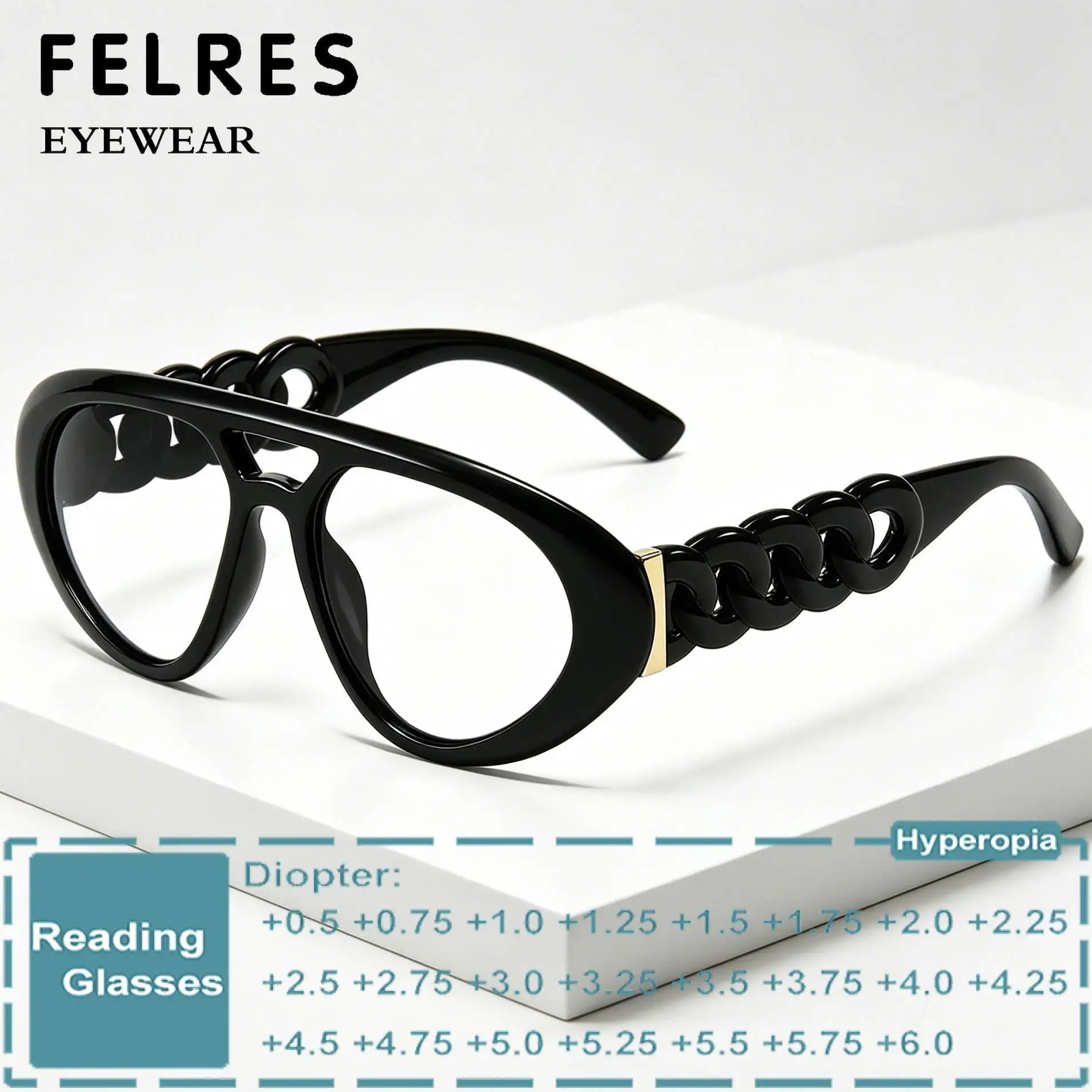 

Thick Frame Pilot Blue Light Blocking Reading Glasses Women Brand Design Presbyopic Glasses Readers Prescription Glasses