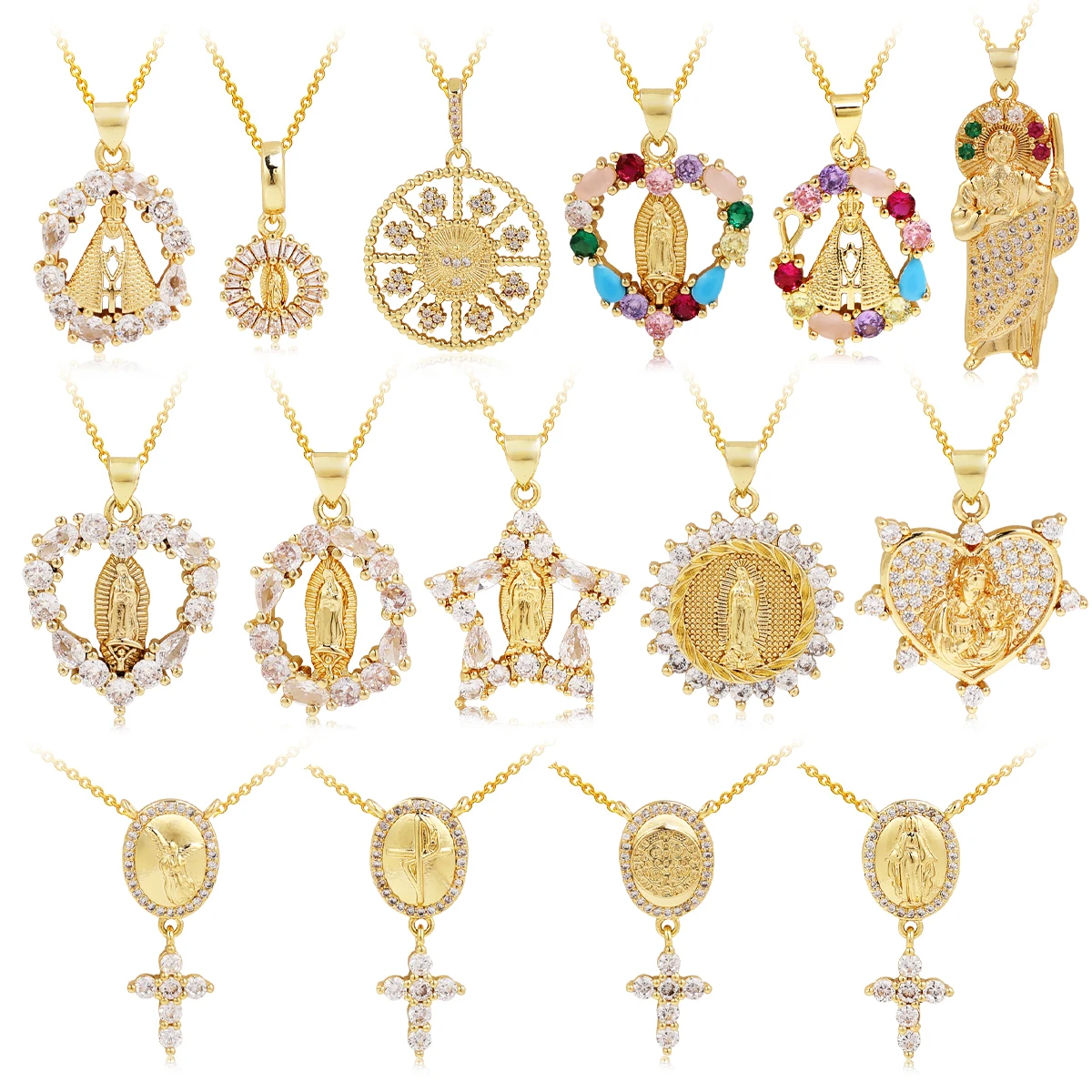 

Exquisite Fashion Men's And Women's Necklaces Jesus Virgin Mary Necklace Pendant Copper Waterproof Jewelry Gifts