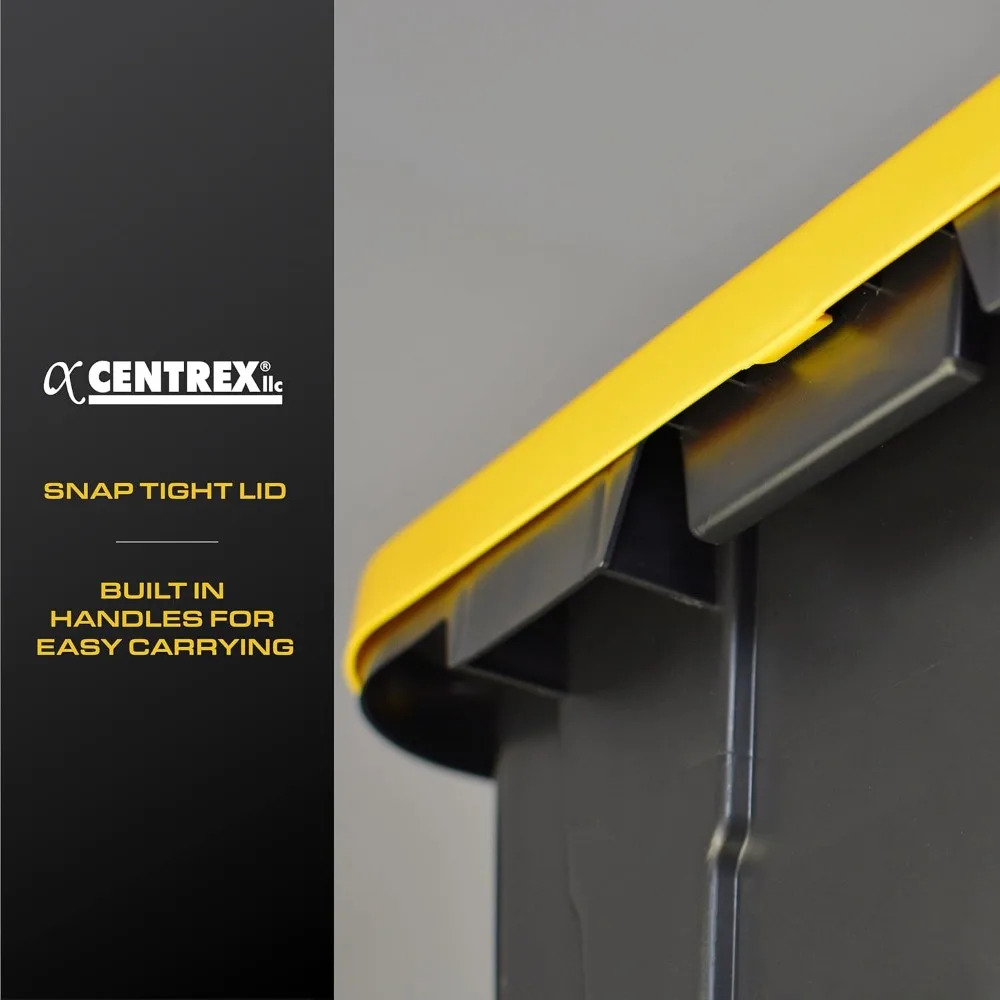 SCHWARZ & GELB, robuster 12-Gallonen-Aufbewahrungsbehälter und schnapptem Deckel, (12,51 H x 16,3 B x 21,8 T), wetterbeständig