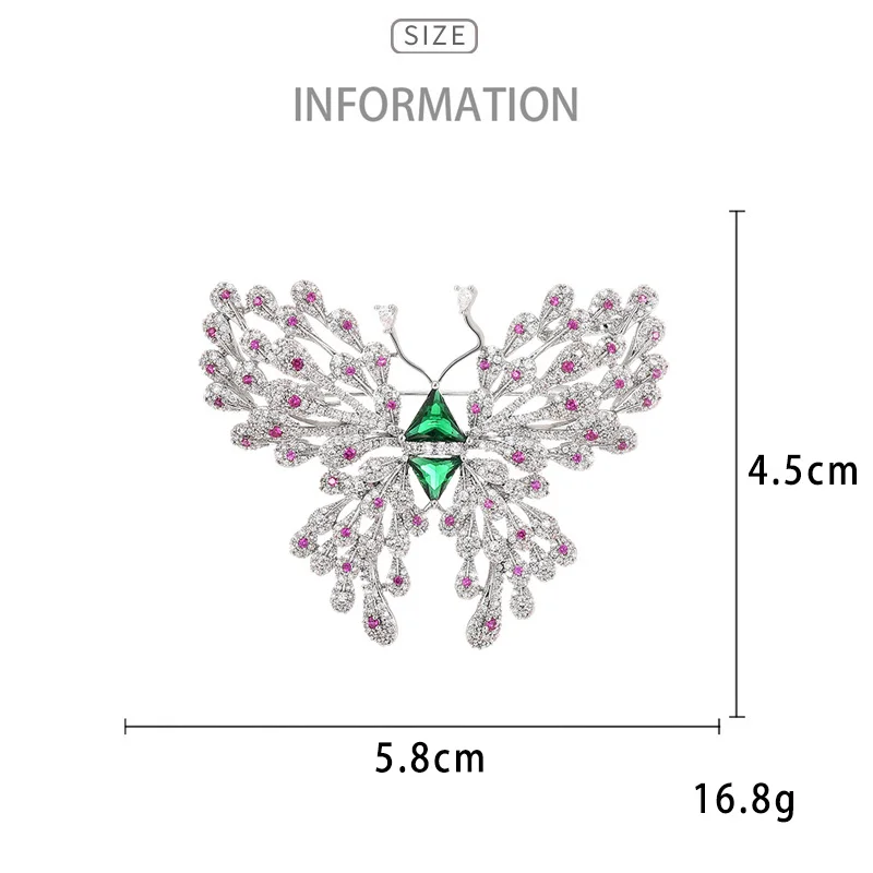 French Retro Delicate Colorful Butterfly Brooch Elegant Temperament Micro-inlaid Zircon Classic Corsage Clothing Accessories Pin