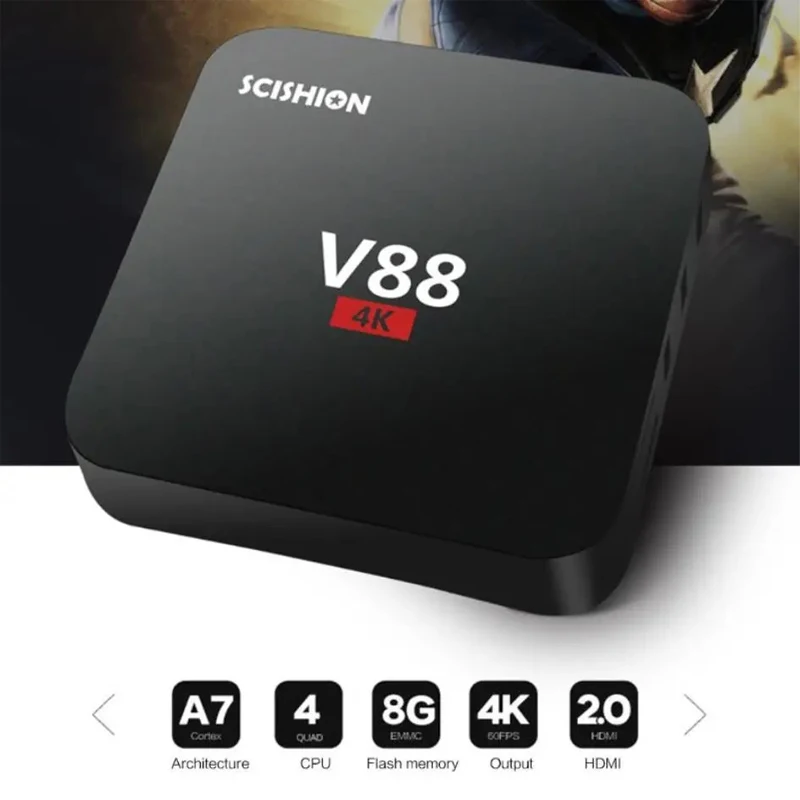 New Smart TV Box V88 4K HD Android 10.1 Smart TV Box WIFI 3D Video Media Player Home Theater TV Set-top Box iptv