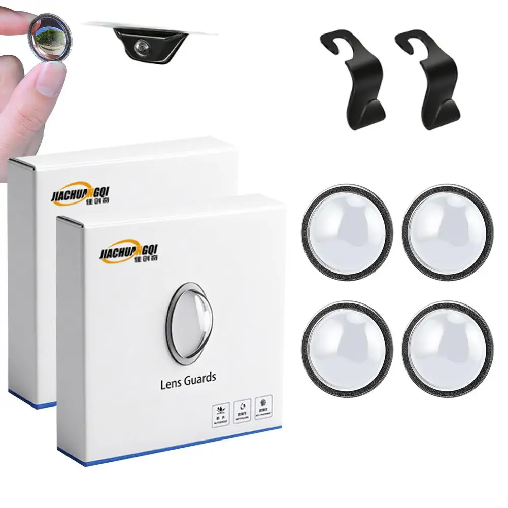 4 Stück Auto-Kamera-Schutzabdeckung mit 2 Stück Autohaken Universeller Auto-Kamera-Objektivschutz Rückfahrkamera-Abdeckung