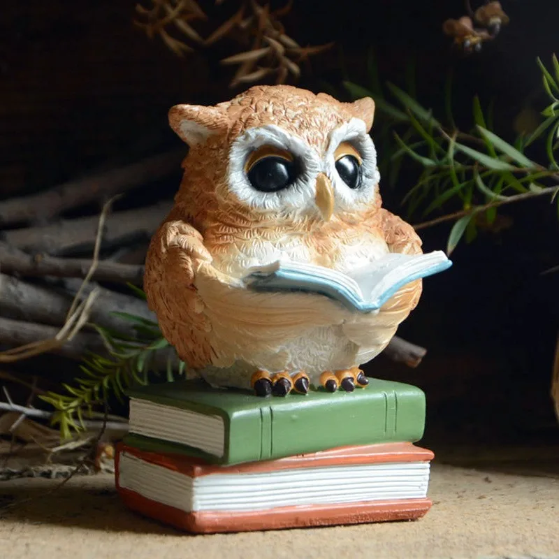 Cute Owl Realistic Animal Figurine Scarecrow Decoration Home Lawn Moss Decor Ornaments Art Sculpture Garden Statue Children Gift