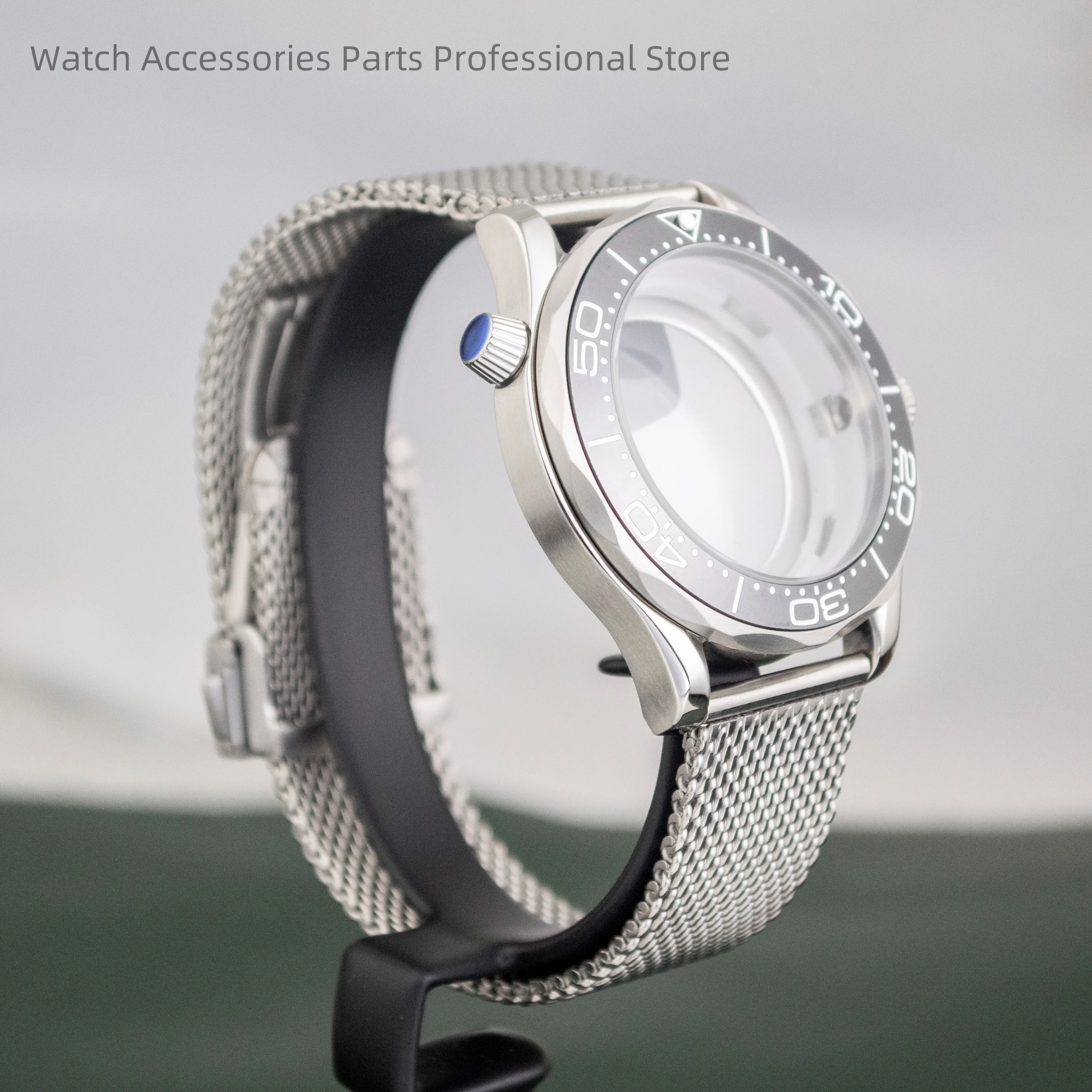

10Bar Waterproof Case For Seamaster 300 Case Stainless Steel fit NH35 NH36 Movement NH35 Men's Watch Case Milan Steel Mesh Strap
