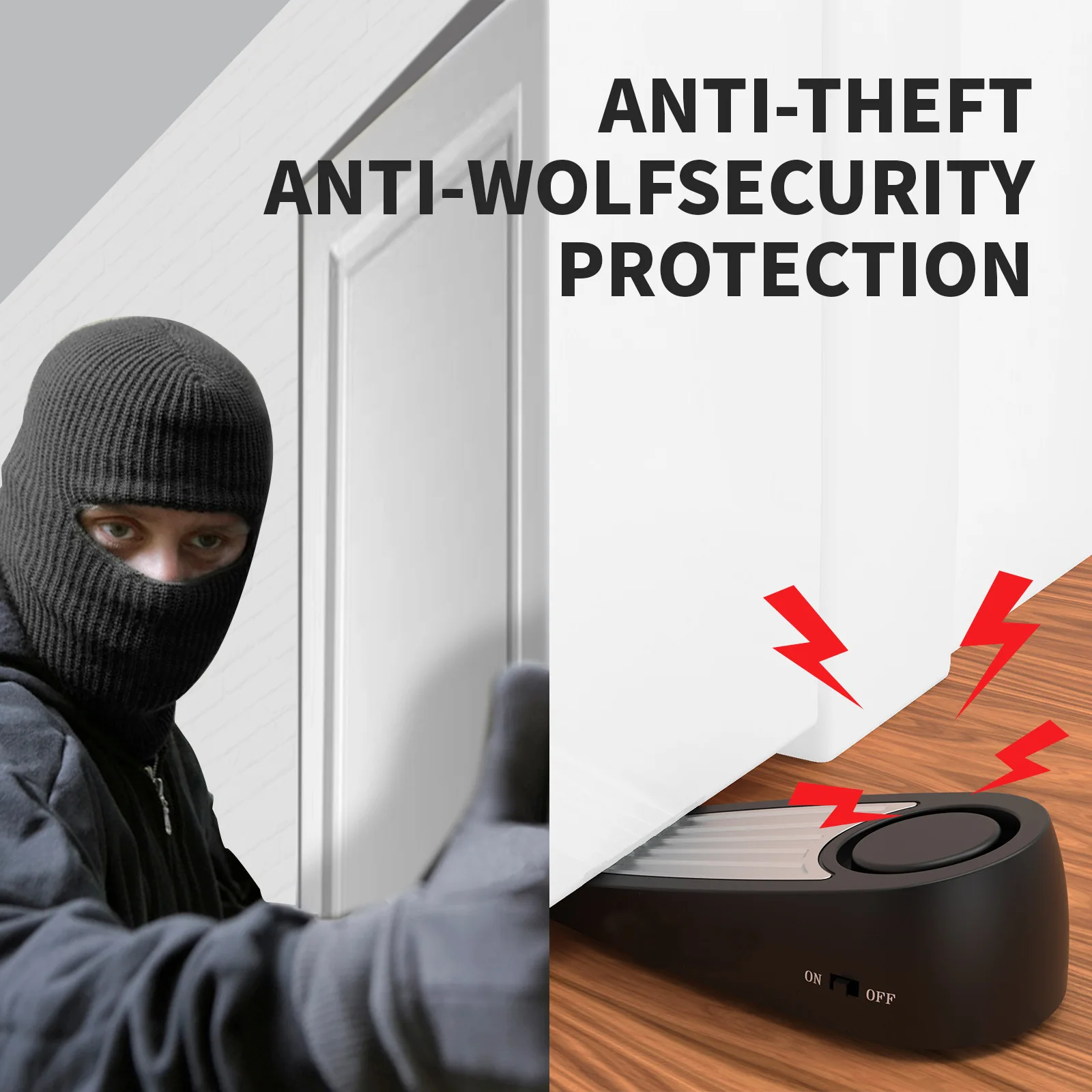 

Wireless 130dB Door Stop Alarm Vibration Triggered Sensor Burglar Alarm Wedge Shaped Anti-theft Alarm Door for Hotel Home