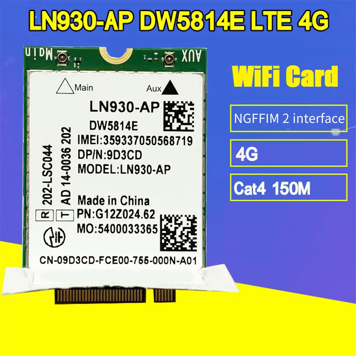 AT87-DW5814E for Telit LN930-AP WiFi Card WWAN FDD-LTE NGFF 4G Module for Dell Laptops Latitude 5285 5480 5580 7480