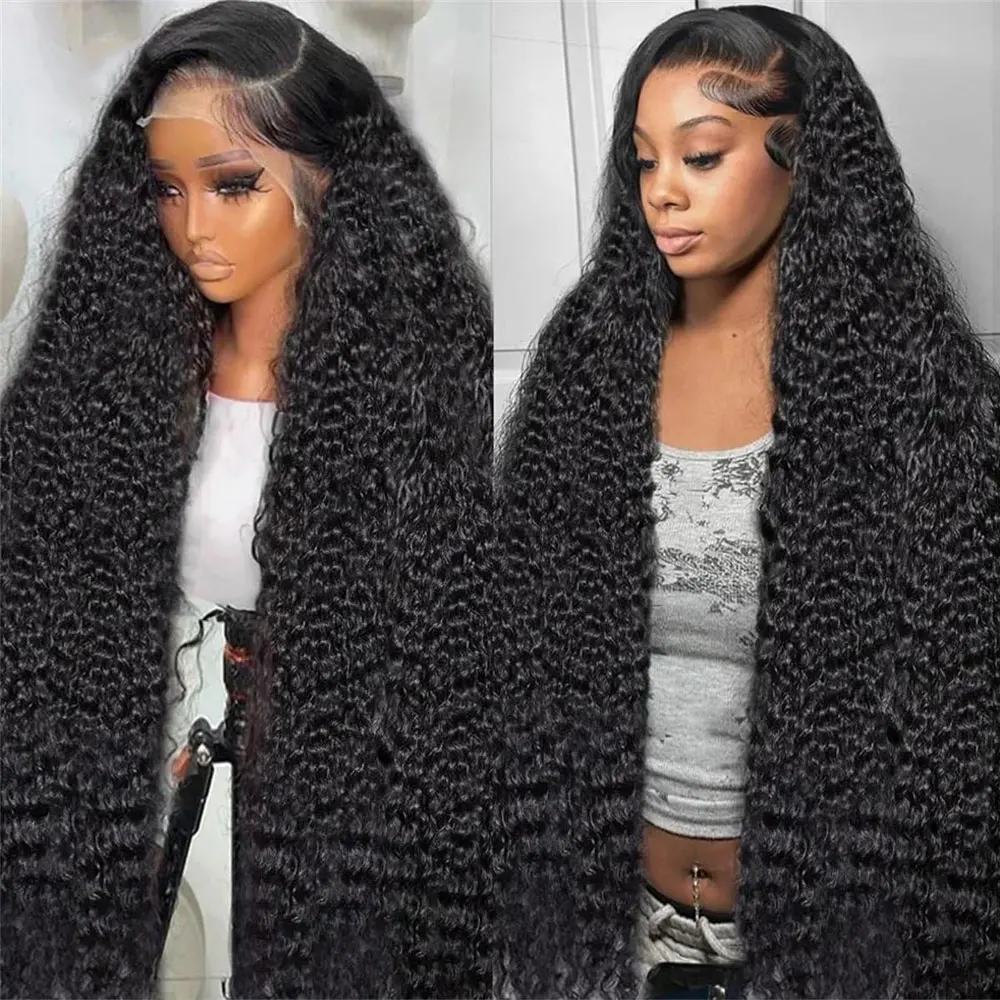

250% 13X6 HD Transparent Lace Frontal Wig 40 42 Inch Deep Kinky Curly Human Hair Wigs 13x4 Jerry Curly Lace Front Wig For Women