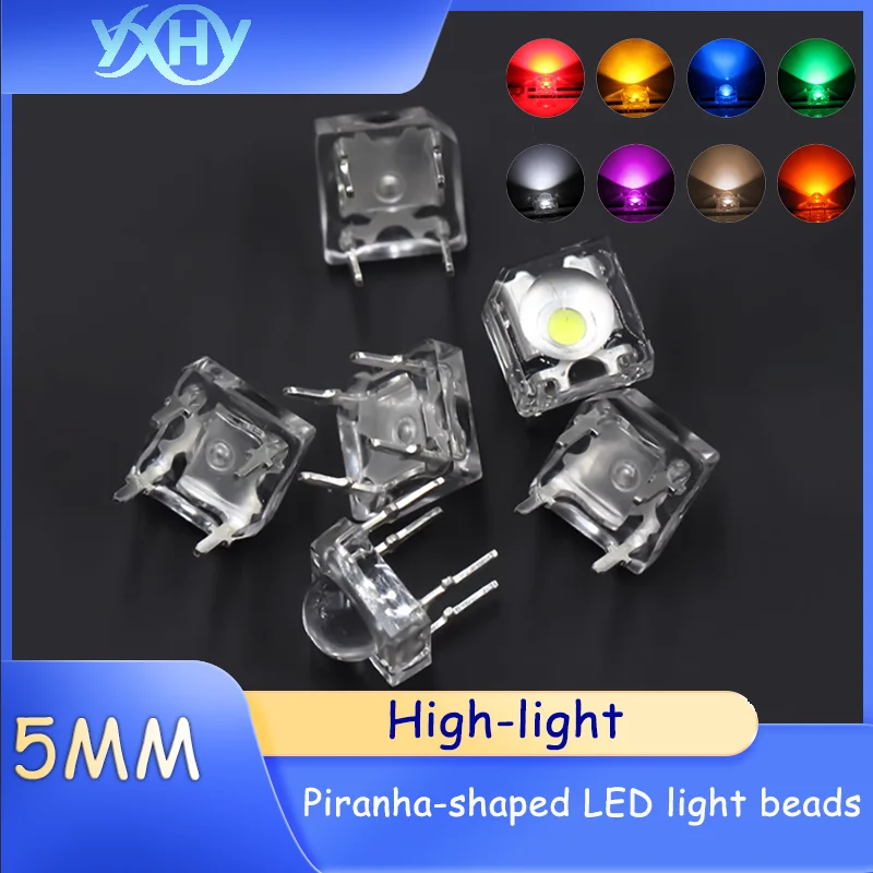 1000pcs/bag Piranha LED light beads F5mm round head high brightness red yellow orange emerald green blue white light-emitting di