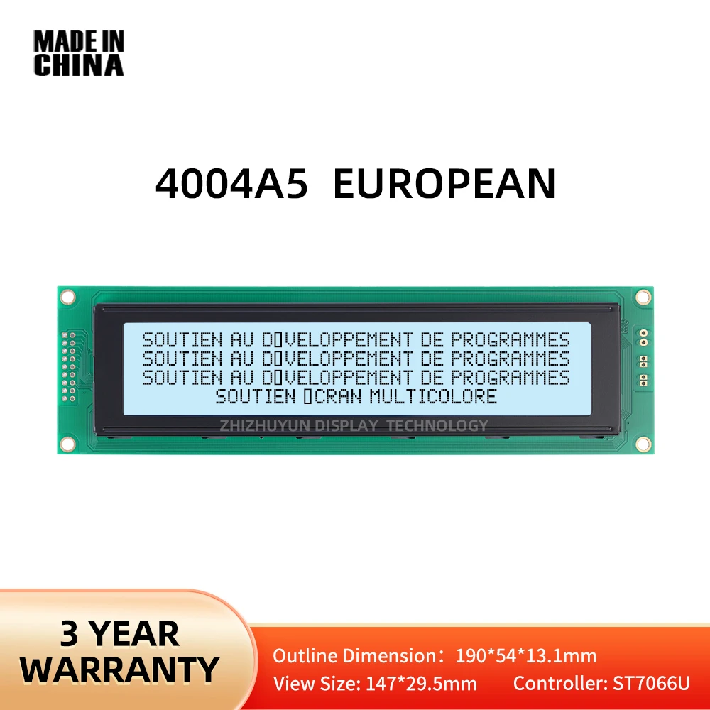 4004A5 European Character LCD Module Display Screen Gray Film Semi Transparent STN Led Backlight ST7066U Controller