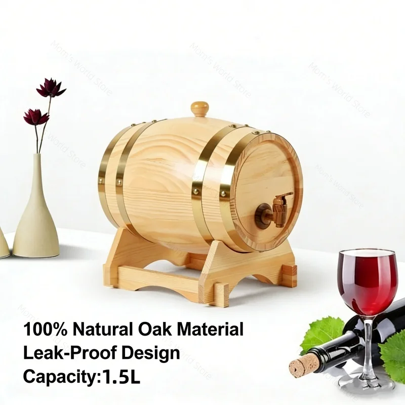 

Beer Brewing Keg Vintage Wood Oak Timber Wine Barrel For Whiskey Rum Port Decorative Barrel Restaurant Display 1.5L