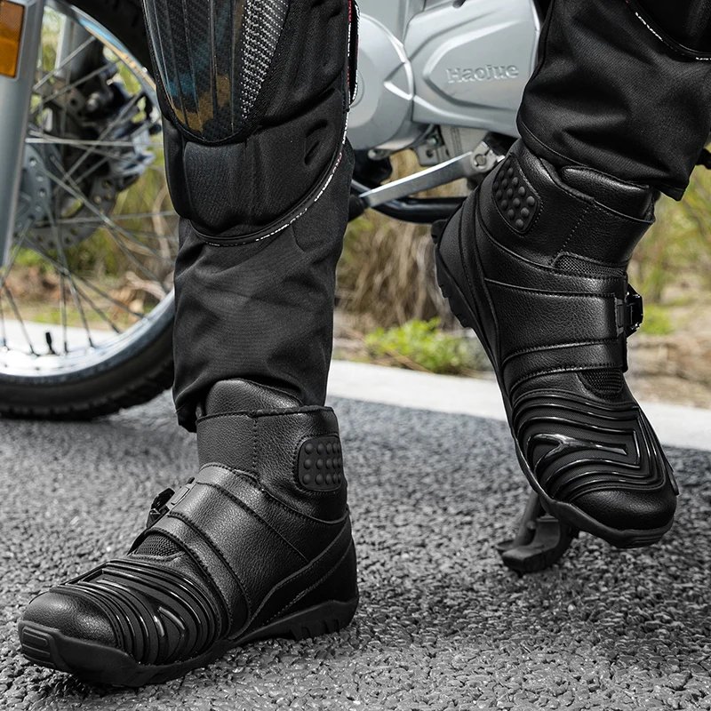 Scarpe da moto da uomo stivali da equitazione professionali alti Moda taglie forti Stivali protettivi antivento impermeabili con suola in gomma