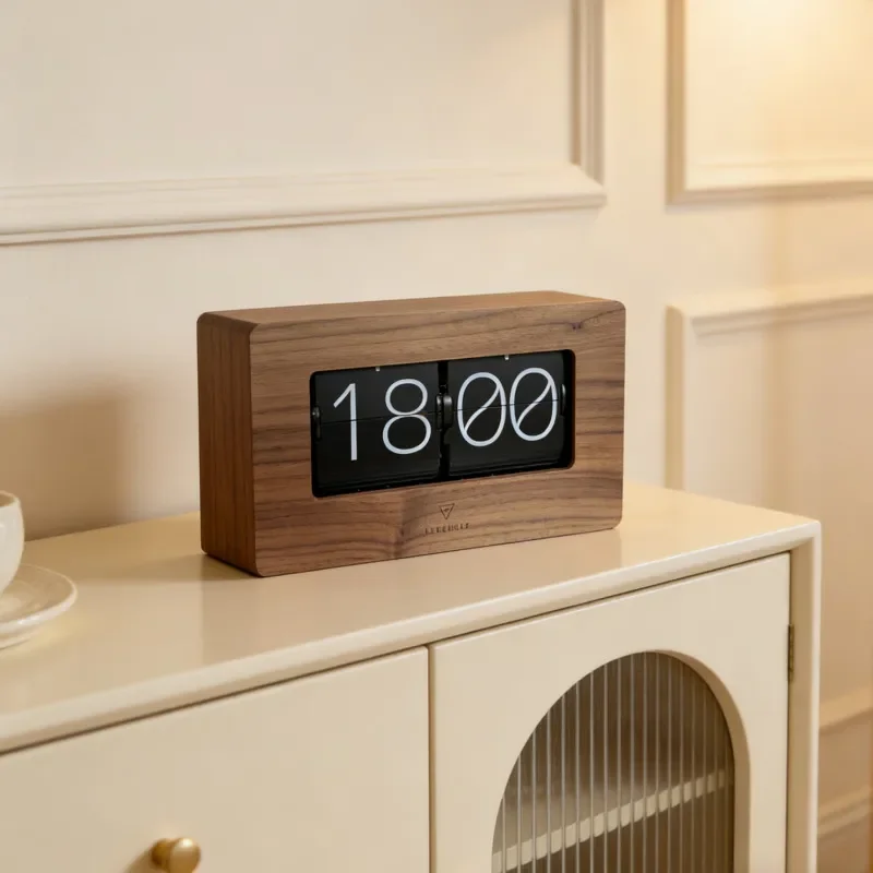 Nordic Wooden Flip Clock Creative Desktop Pendulum Timepiece Simple Home Decor Art Ornament Modern Table Clock for Living