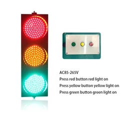 Waterproof PC housing 200mm red yellow green traffic signal light with manual button control