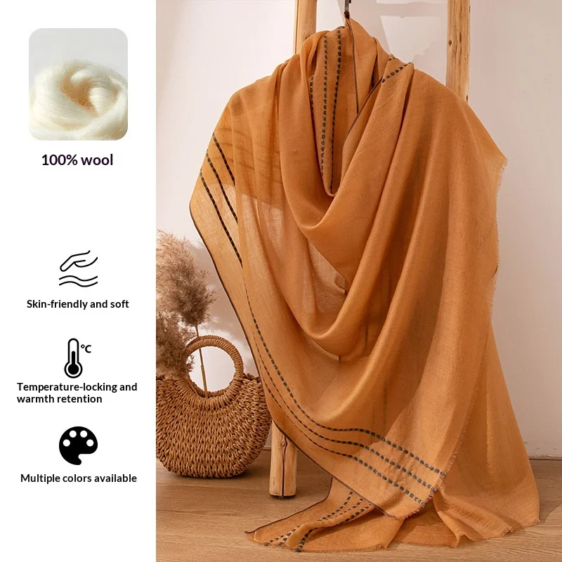 100% Wool Scarf Ultra Soft Large Bandana Winter Accessory Warm Shoulder Cover Woolen Neckwear Wrap Pashmina Shawls Cold Weather