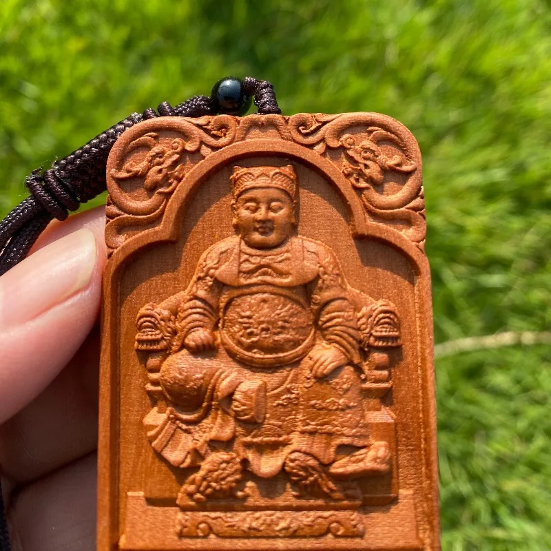Hand-Carved Jujube Wood Guangze Lord Pendant - 2