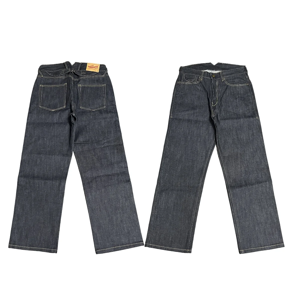 

Джинсы из плотной натуральной кожи с прямым кроем, деним Red Ear, повседневные хлопковые брюки для молодых мужчин, без стрейча