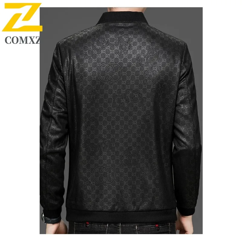 الخريف الشتاء الرجال البيسبول سترة جلدية الأعمال عارضة معطف حقيقي للماء يندبروف الرياضة سترة واقية السائق ملابس خارجية #2