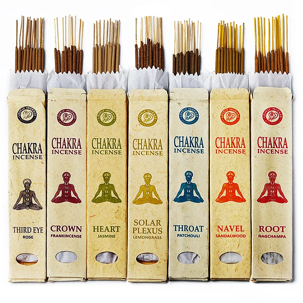 Full Set of 7 Nepal Stick Incense - Natural Sandalwood & Rose Chakra Balancing Incense for Mindfulness & Zen Decor