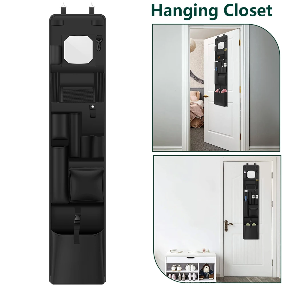 Hanging Closet Non-Woven Waterproof Hanging Locker Organizer with Mirror Large Capacity Multi-pocket Hanger Storage Bag for Home