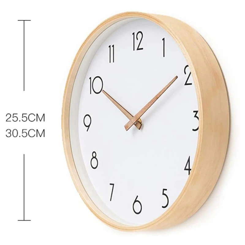 Wall Clock,Silent Non-Ticking Wall Clock For Home/Living Room/Bedroom/School,Clock With Solid Wood,10 Inch