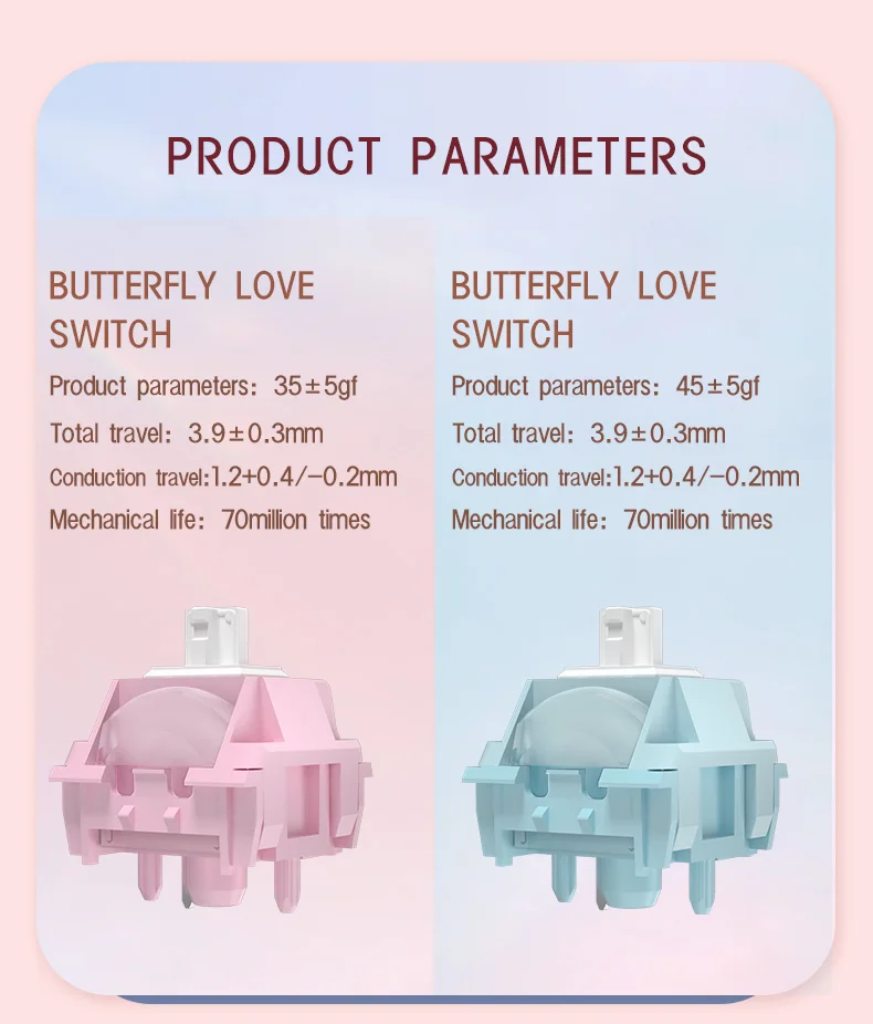 Kailh Linear CP PRO Tastaturschalter Butterfly Love Dance MX Smooth Extended Long Spring Speed Switch – Detail 4