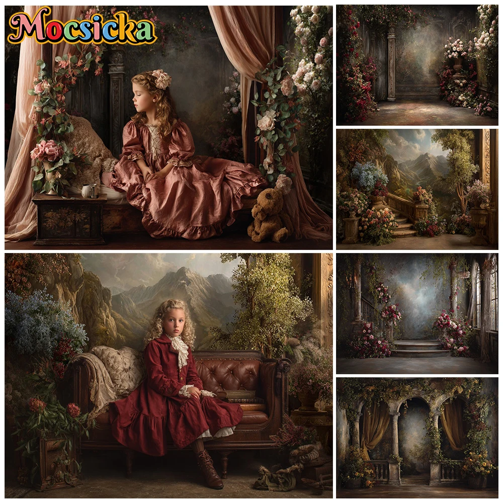 Mocsicka Vintage Floral Wall Photography Backdrop Rose Garden Studio Background Wedding Maternity Newborn Portrait Photoshoot