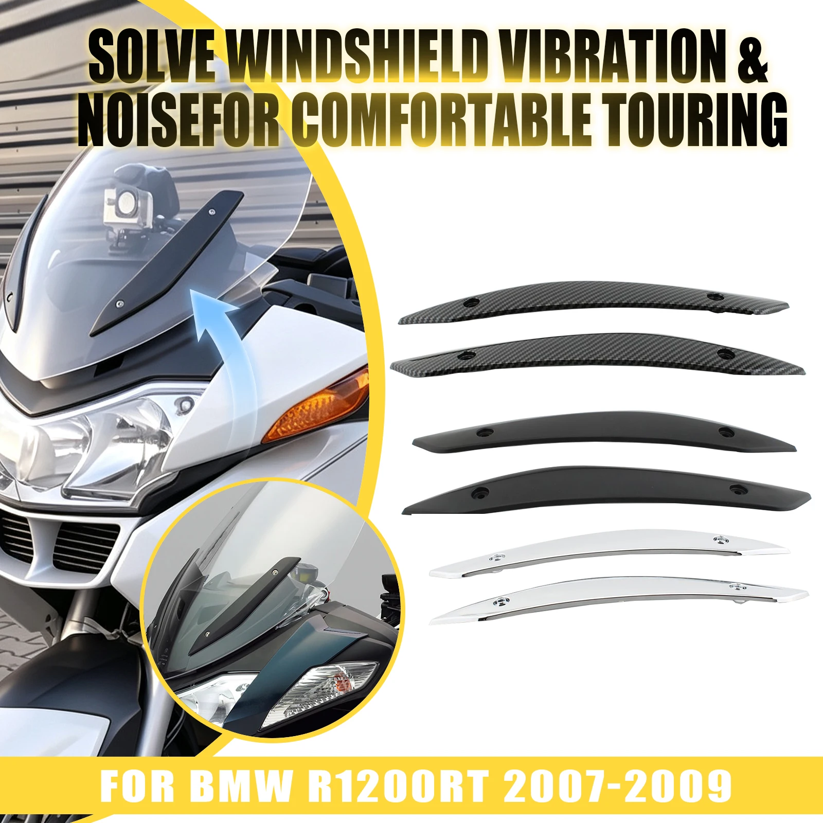 For R1200RT 2007 2008 2009  Motorcycle Windscreen Trim Strip Bracket Mount Kit ABS Plastic