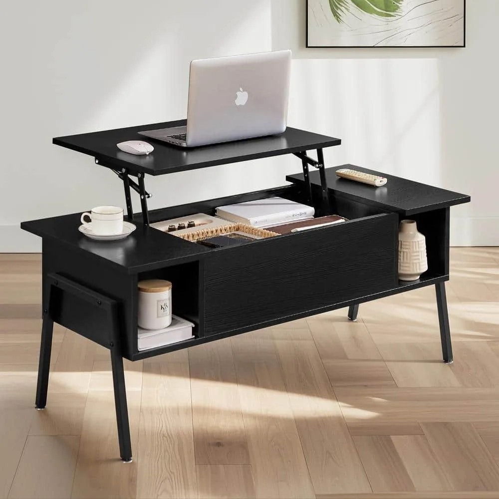 

Lift Top Coffee Table with Storage- Wood Living Room Tables with Hidden Compartments, Dining Desk