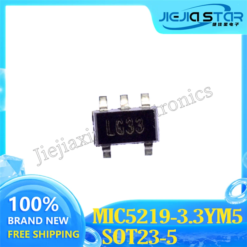 ชิปวงจรรวมควบคุมแรงดันไฟฟ้า SOT23-5 LG33ชิ้นส่วน MIC5219-3.3BM5 MIC5219-3.3YM5ของแท้ใหม่