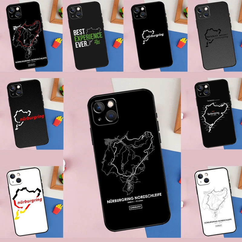 Motor spor Nurburgring F1 araba telefon kılıfı için iPhone 11 12 13 14 15 Pro Max 12 13 Mini X XR XS MAX SE 2020 7 8 artı kapak