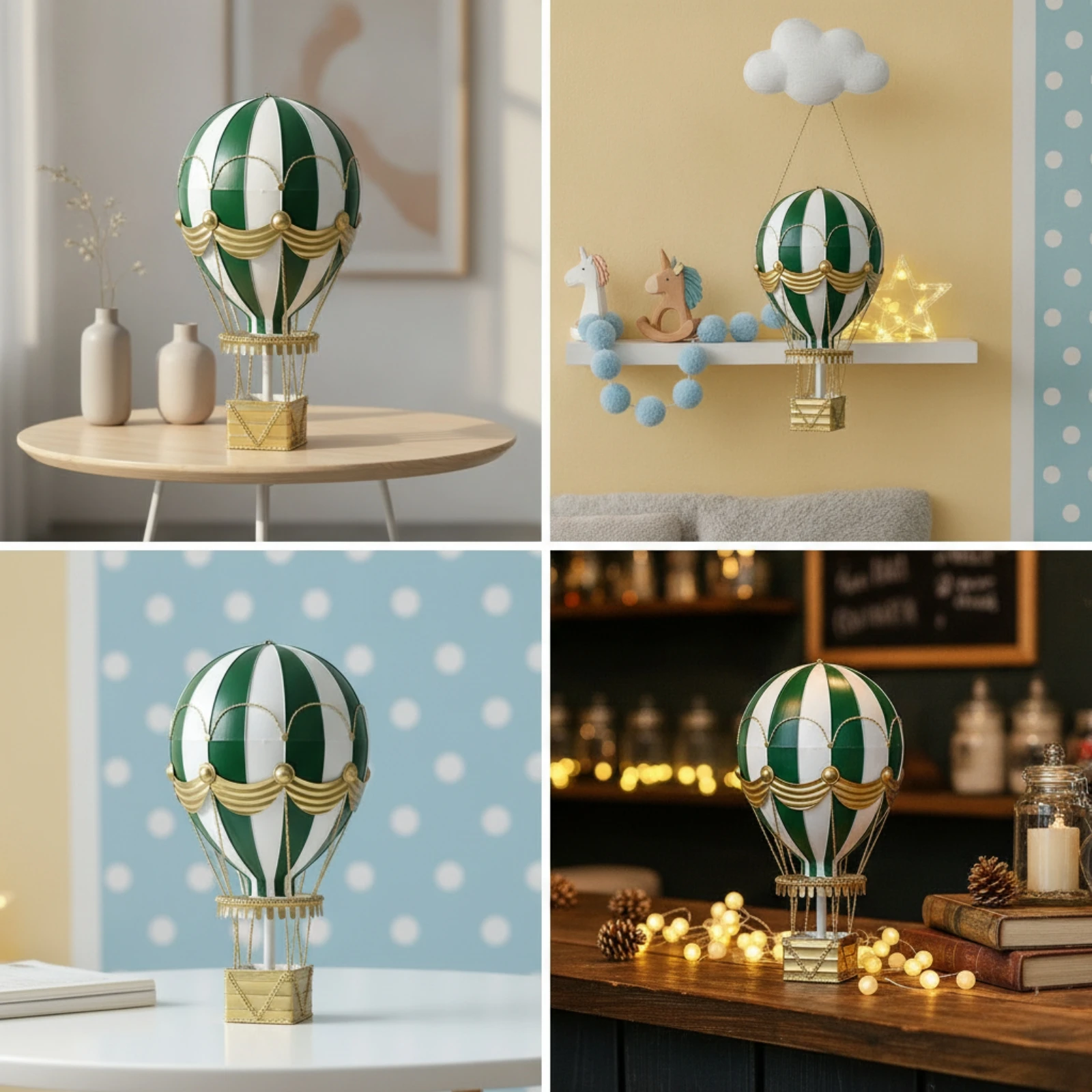 Ornamento Suspenso de Balão de Ar Quente, Balão de Ar Quente com Cesta em Estilo Vintage Artesanal para Exibições em Janelas