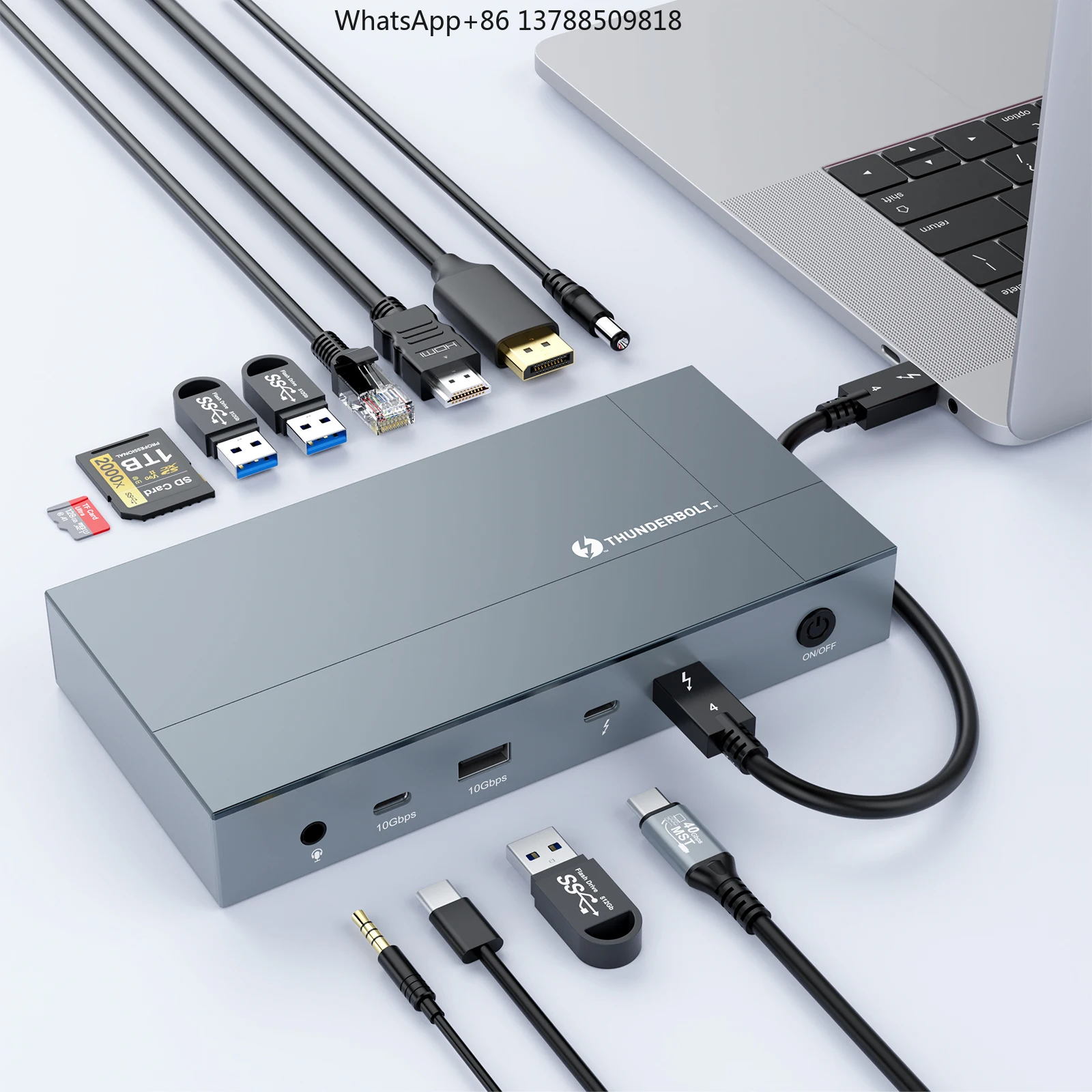 

Док-станция Thunderbolt 4 Slim Hub Pro USB-C с зарядкой 100 Вт, поддержкой одного 8K или двух 4K дисплеев, USB 3.2 Gen2 для Windows