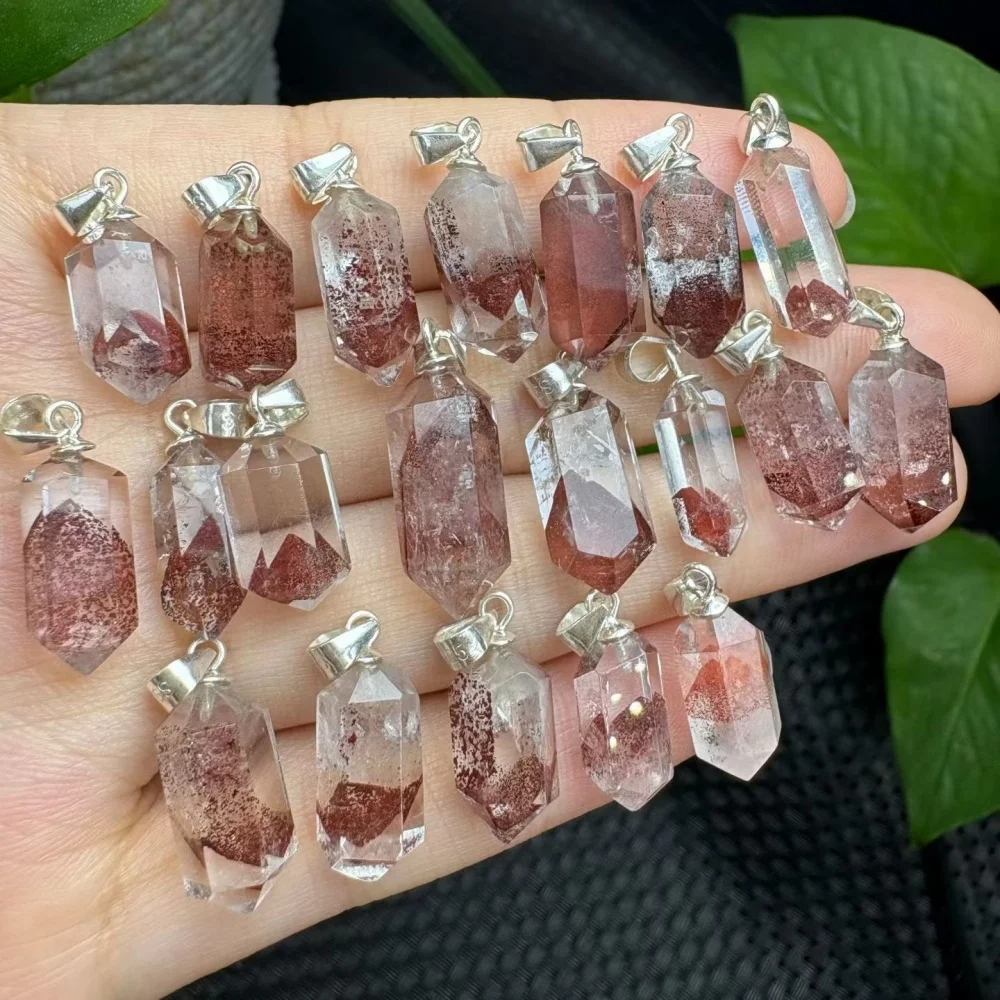 

1PCS Natural Red Garden Crystal Quartz Pendant Polished Crystal Reiki Healing Jewelry Gift Rock Decoration S925