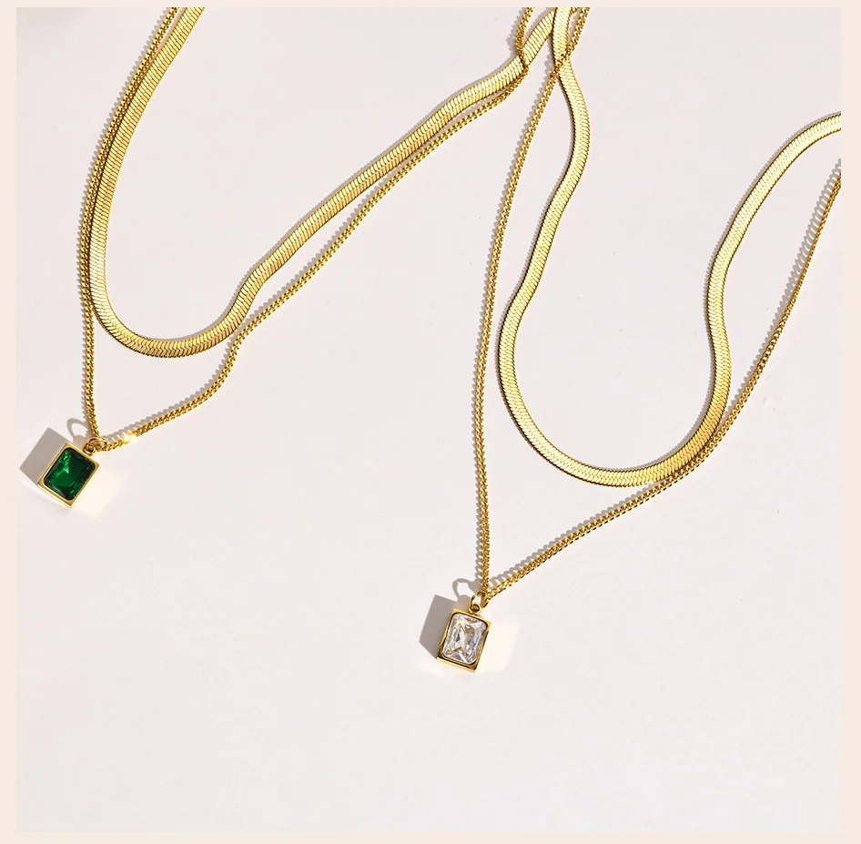 Set di collane a strati, set di 2, oro riempito 14k, argento sterling, minimalista, graffetta, paillettes, doppia, catena, collana, oro, argento, set - Italia