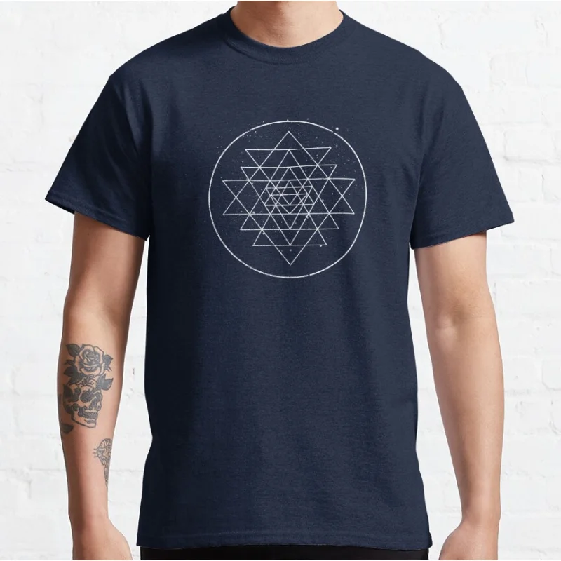 Sri Yantra Yoga Mandal Chakra Esoteric Psy Gift T shirt Sacred Geometry Graphic clothes All size Tops 100% cotton Tee