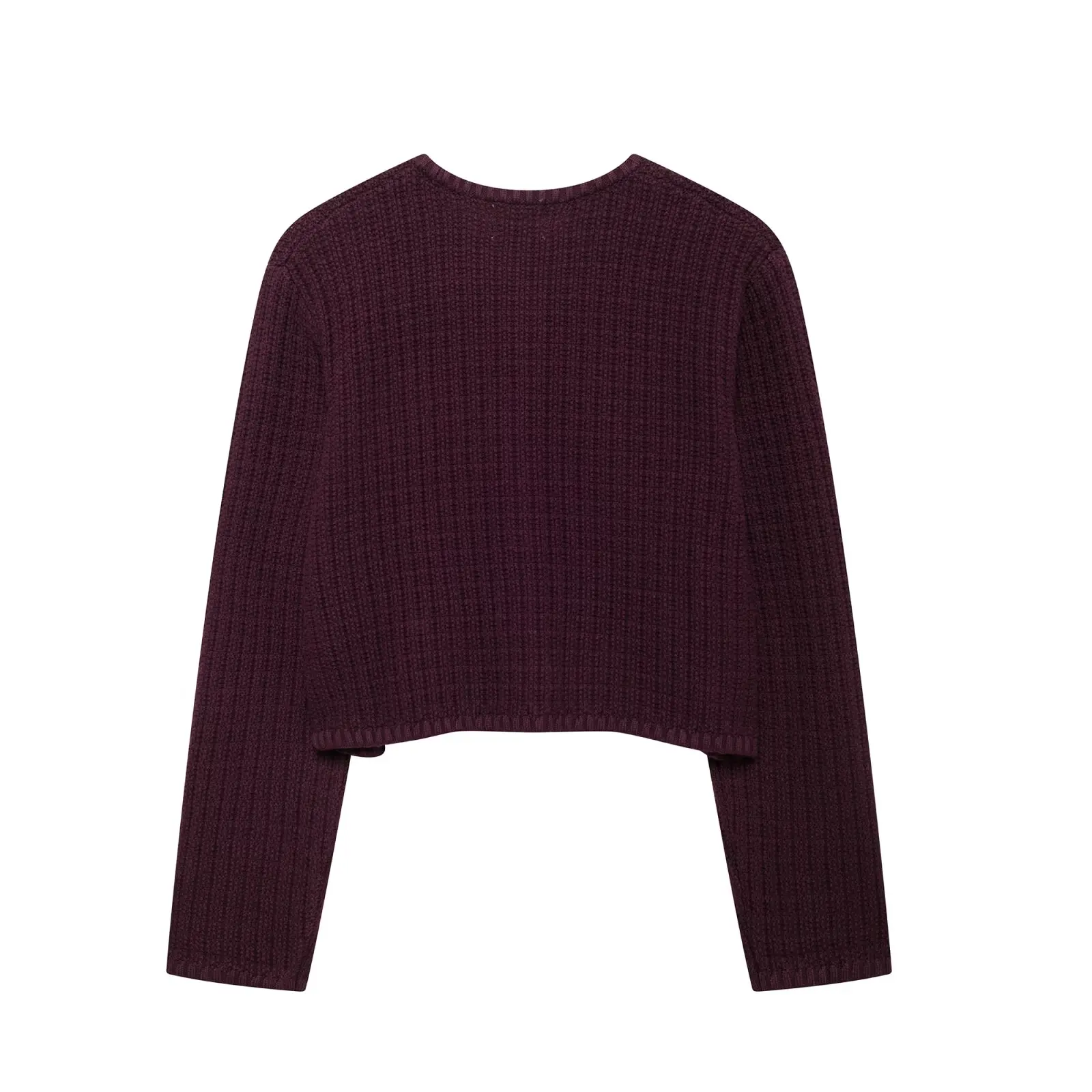 Tangada 2024 Women Elegant Wine Red Cardigan Sweaters Buttons Long Sleeve Female Crop Jumper 3H876