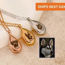 Personalized Urn Necklace Memorial Jewelry Urns for Cat/Dogs Pet Loss Gifts Pet Photo Custom Stainless Steel Pet Necklace