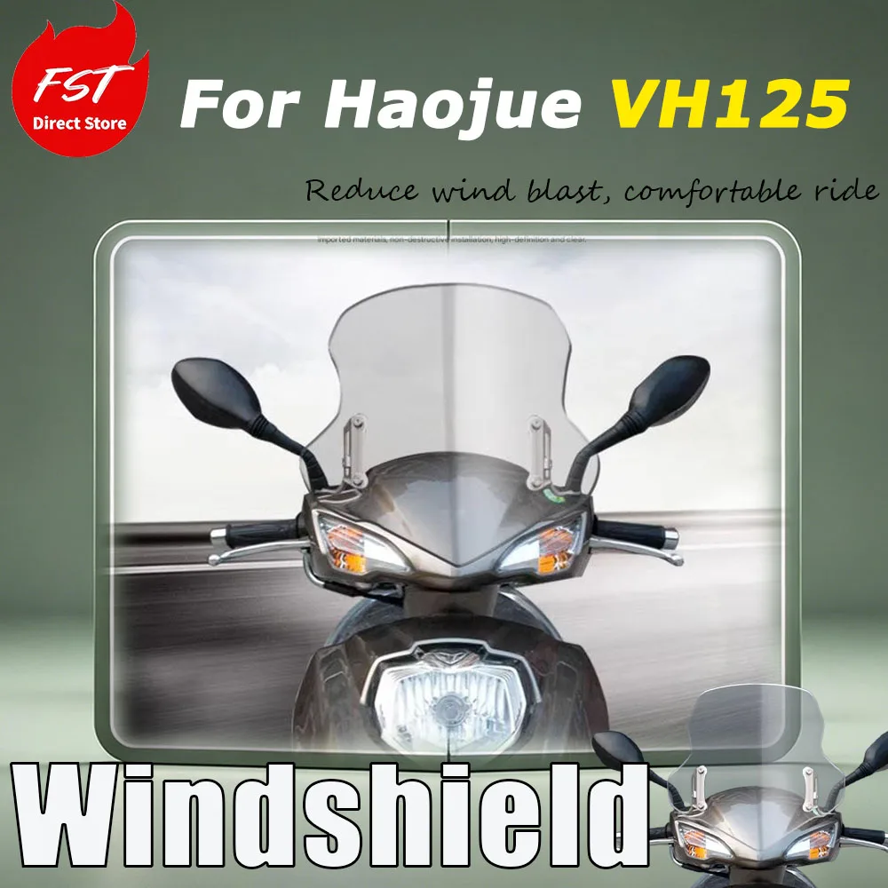 For Haojue VH125 Replacement parts: Front windshield, Front windscreen panel, Windshield wiper, Imported glass
