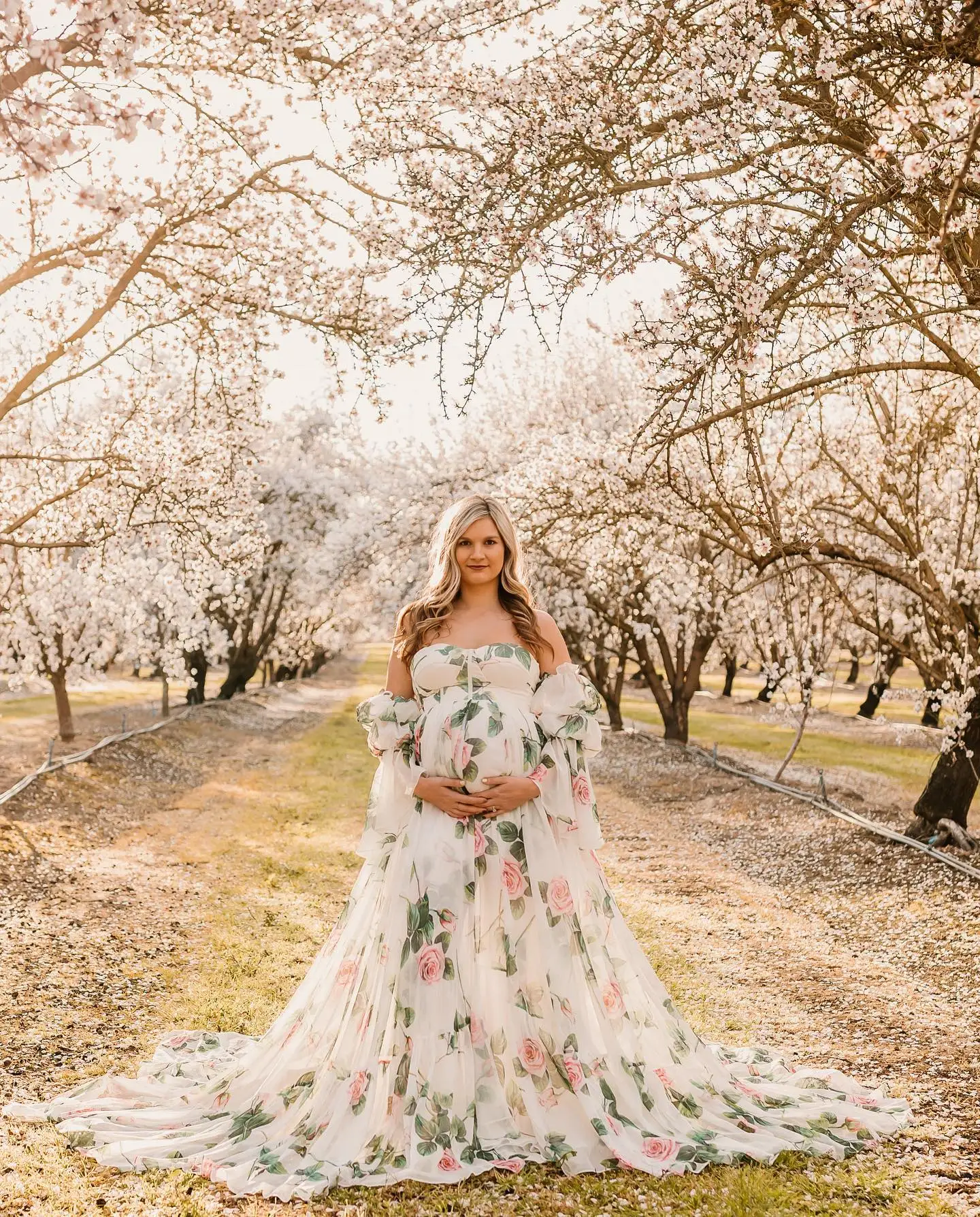 Vestidos de maternidade estampados flores para foto, mangas completas, vestido de baile personalizado para mulheres grávidas, querida