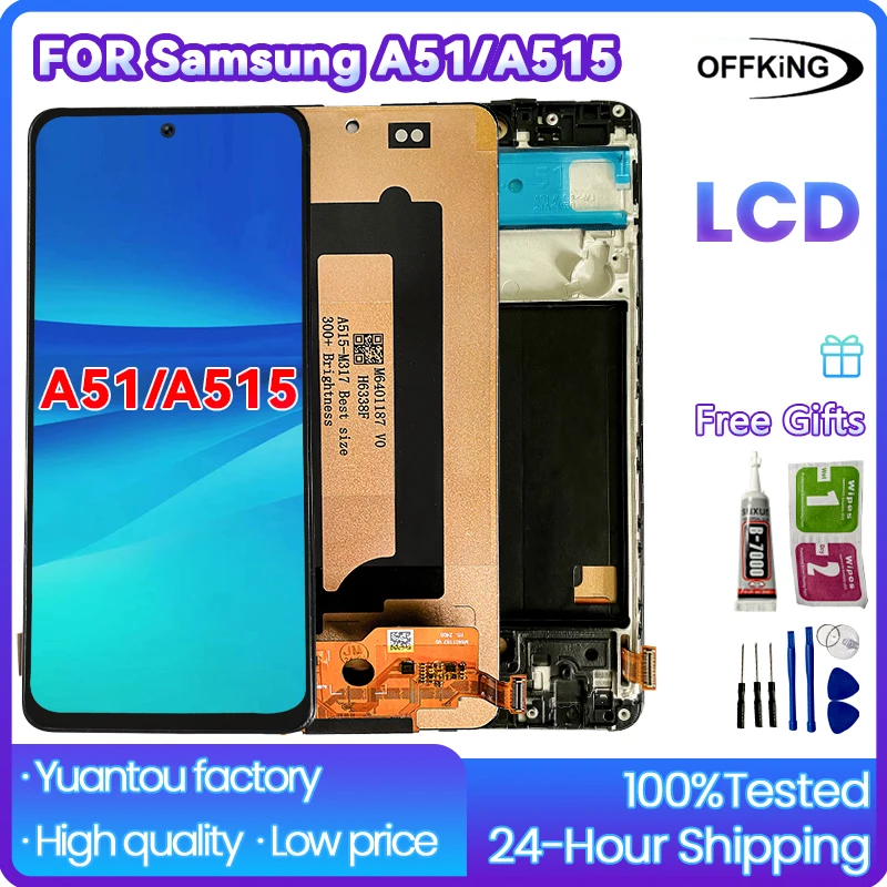 For Samsung Galaxy A51/A515 SM-A515F Touch Screen Digitizer For Samsung SM-A515F/DS Framed LCD 6.5 inches