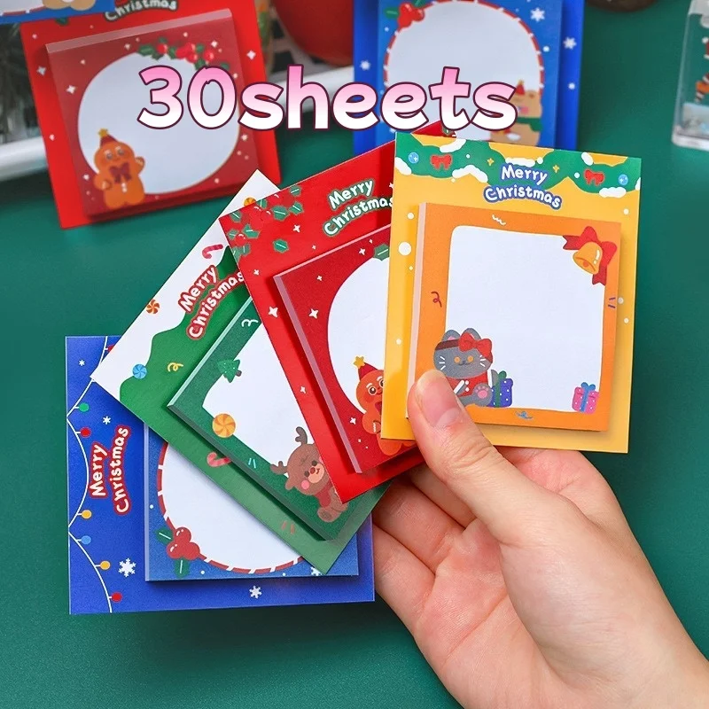 30/120sheets Cartoon Sticky Notes Learning Stationery Messages Notes Memo Pads for Gifts Christmas Notes